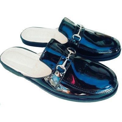 mules charol negro mujer talles especiales
