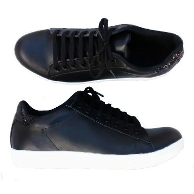 zapatillas negras talon brillos negros