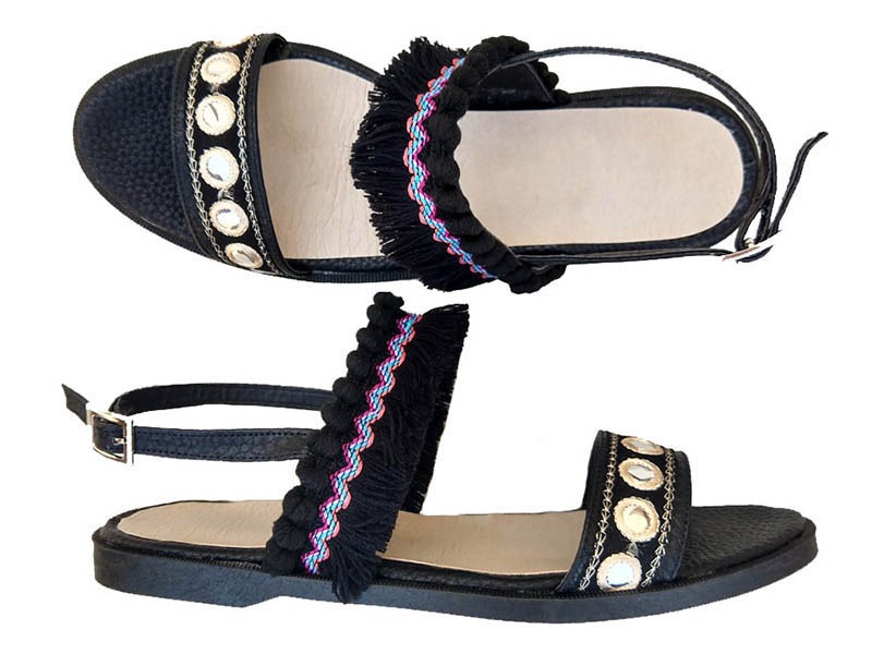 sandalias eco cuero negro