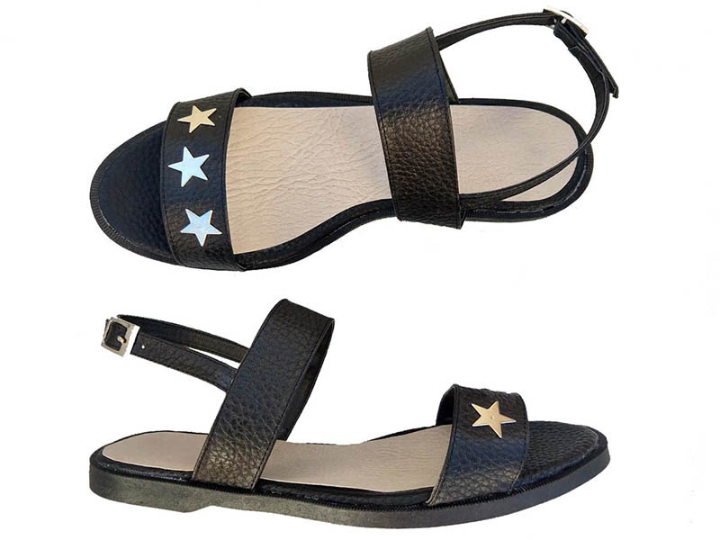 sandalias negras eco cuero