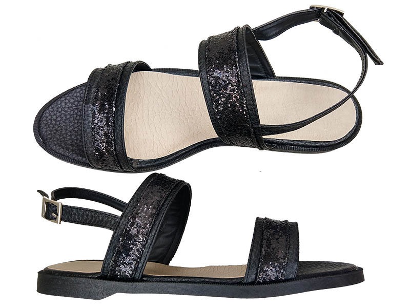 sandalias negras y glitter